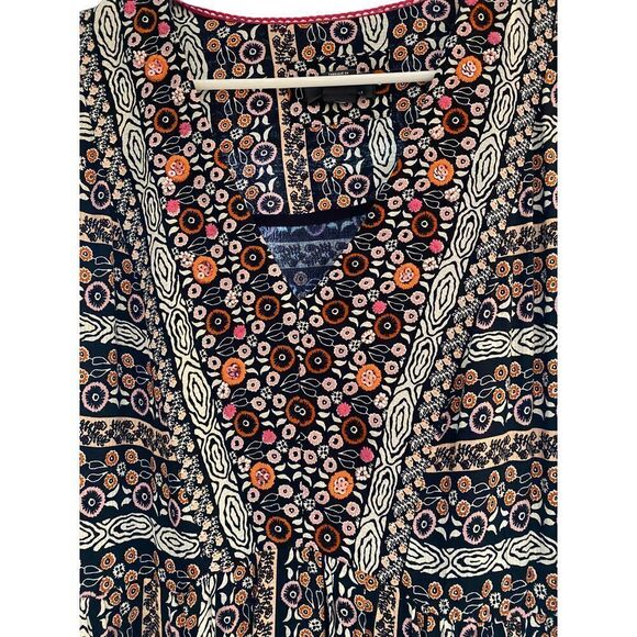 Anthropologie Mauve Boho Floral Print V-Neck Tunic Dress with Embroidered Detail - Picture 4 of 7